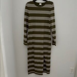 Striped Olive Green Dress